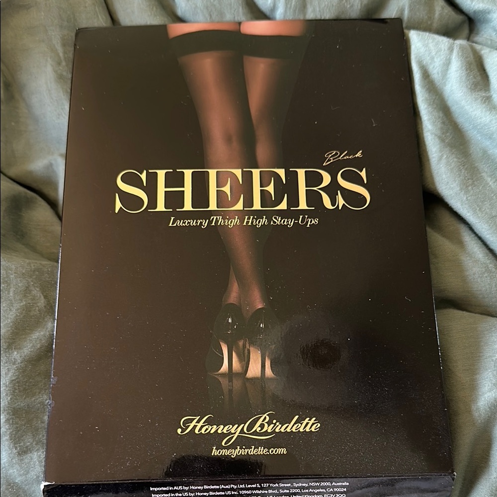 Honey Birdette Black Sheers Luxury Thigh High Stay-Ups